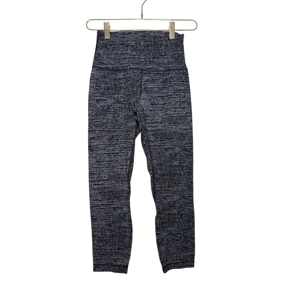 Lululemon Align Pant II High Rise Crop Leggings Black White Textured Size 4
